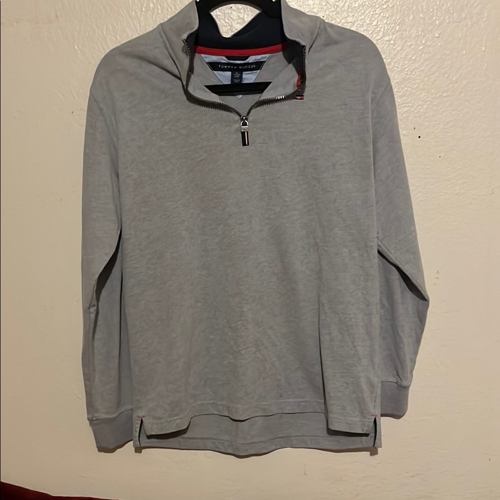 Tommy Hilfiger Men's Light Gray Zip-Up Sweater